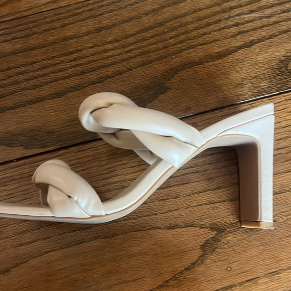 Open Edit Sandals Womens Size 8.5 Cream Braided Double Strap Slip On Heels - Picture 12 of 12